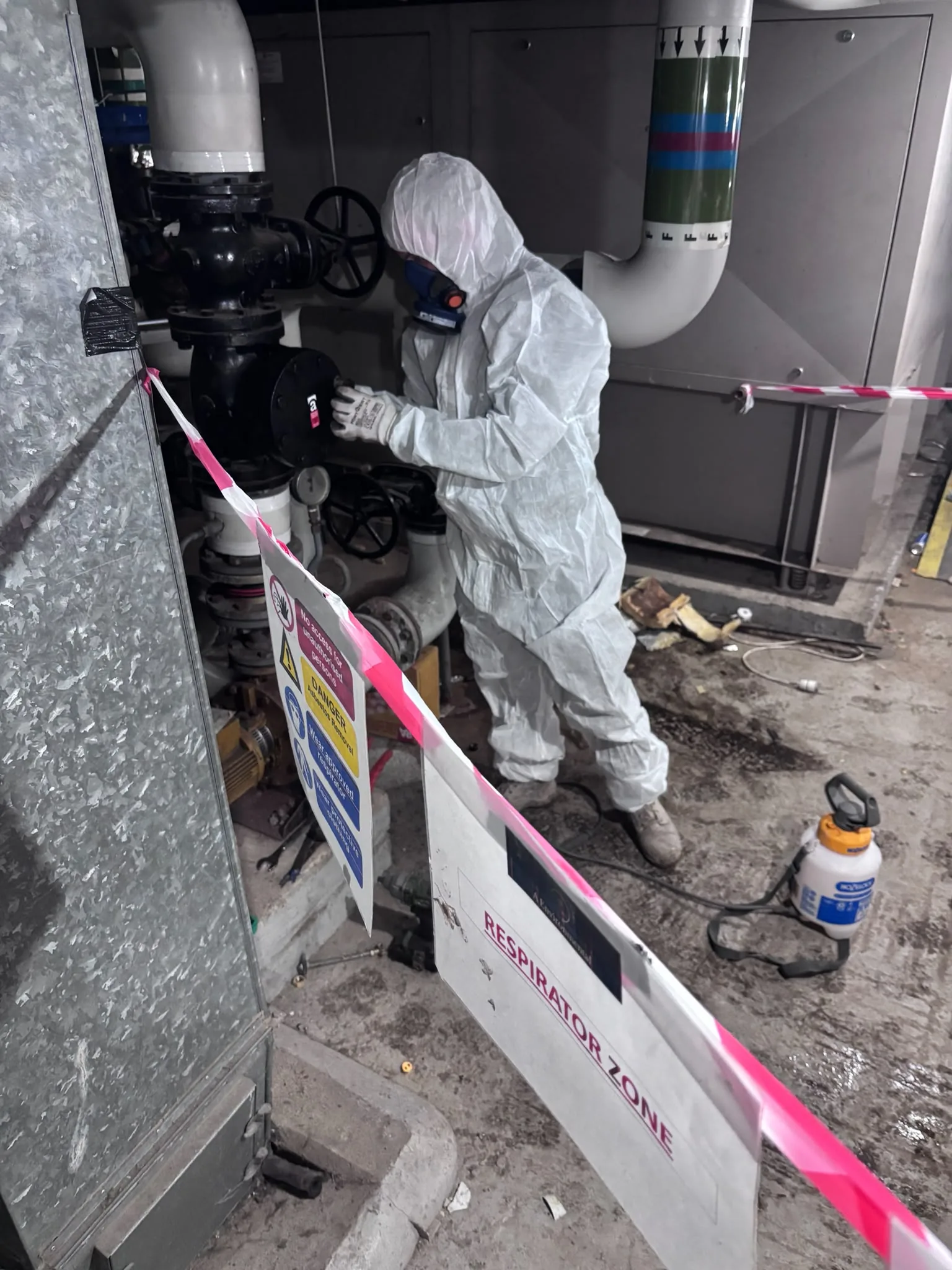 Asbestos artex removal from concrete soffit in Mortlake